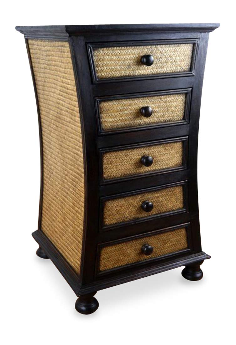 livasia Rattankommode I Rattanschrank I Kommode aus Holz und Rattan (geschwungen), geschwungen