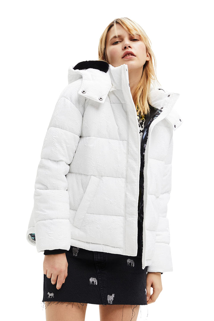 Desigual Damen Padded Short Overcoat XS Weiss, XS Weiss