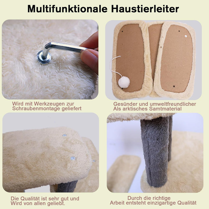 Hundetreppe, 2/3/4/5 Schichten Höhenverstellbar Katzentreppe,Katzentreppe für alte Katzen,Waschbar&r