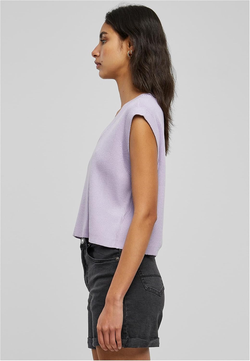 Urban Classics Damen Ladies Short Knittd Slip On S Lilac, S Lilac