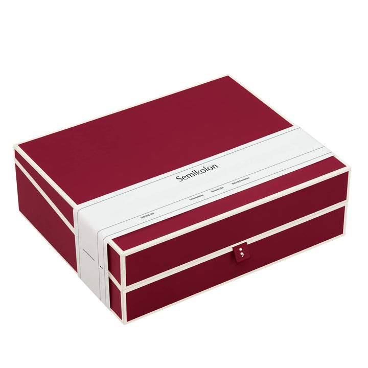 Semikolon 352573 Dokumentenbox – Aufbewahrungs-Box für Dokumente A4 – 31,5 x 26 x 10 cm – burgundy d
