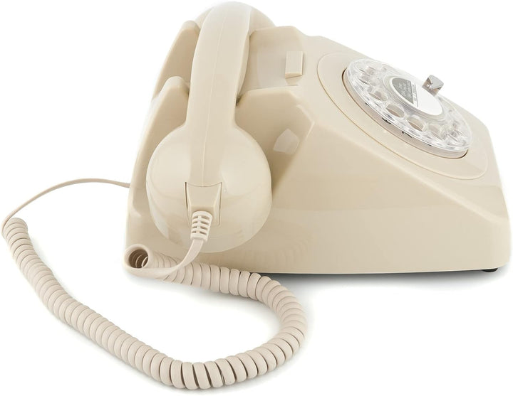 GPO 746ROTARYIVO Retro Telefon mit Wählscheibe im 70er Jahre Design Creme Crème, Crème
