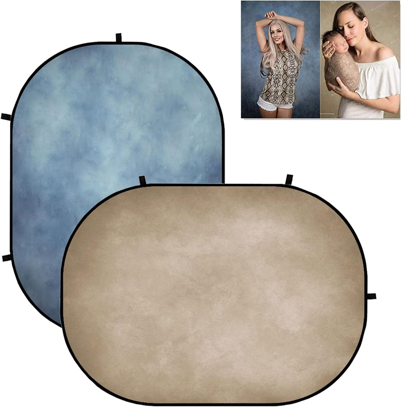 Kate Hintergrund 1,5x2m Zusammenklappbarer Hintergrund Hellbrauner doppelseitiger Hintergrund Blaue
