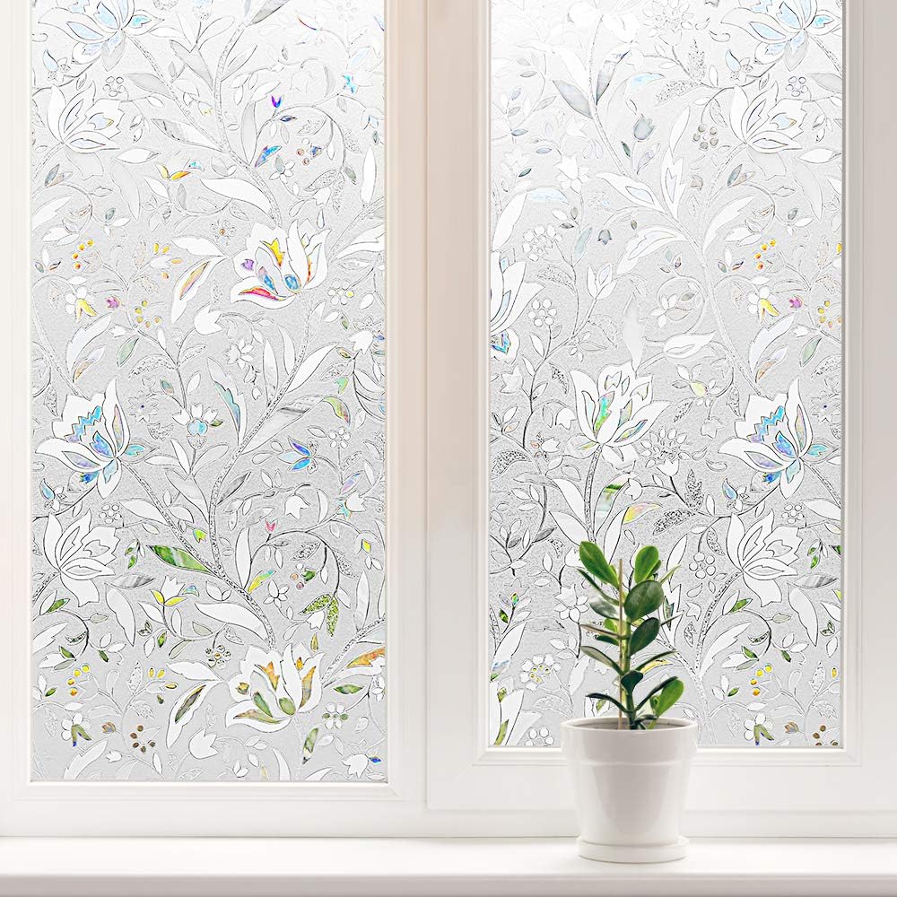Sichtschutz Fensterfolie Selbstklebend Sichtschutzfolie Blickdicht Kein Kleber Anti UV Dekorative Fl