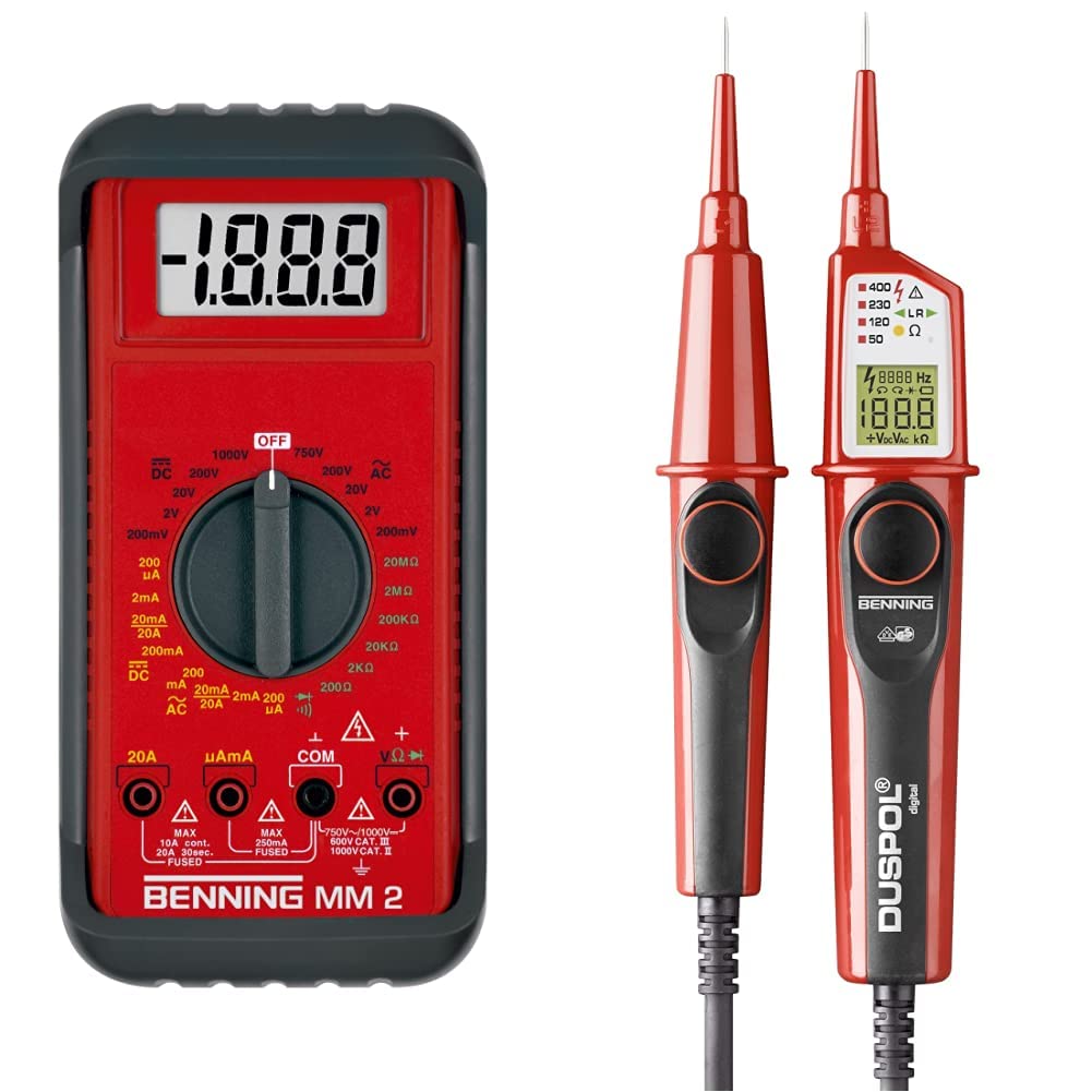 Benning MM 2 Digital-Multimeter (mit digitaler Anzeige, Max. Spannungsmessbereich DC 1000 V, inkl. G