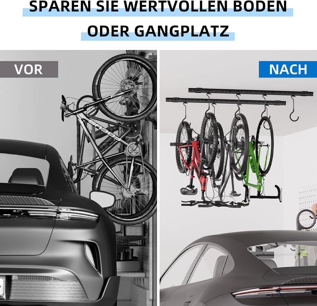 Urban Deco Fahrrad Deckenhalterung für Garage, Fahrrad Wandhalterung mit 8 verstellbaren Aufhängung