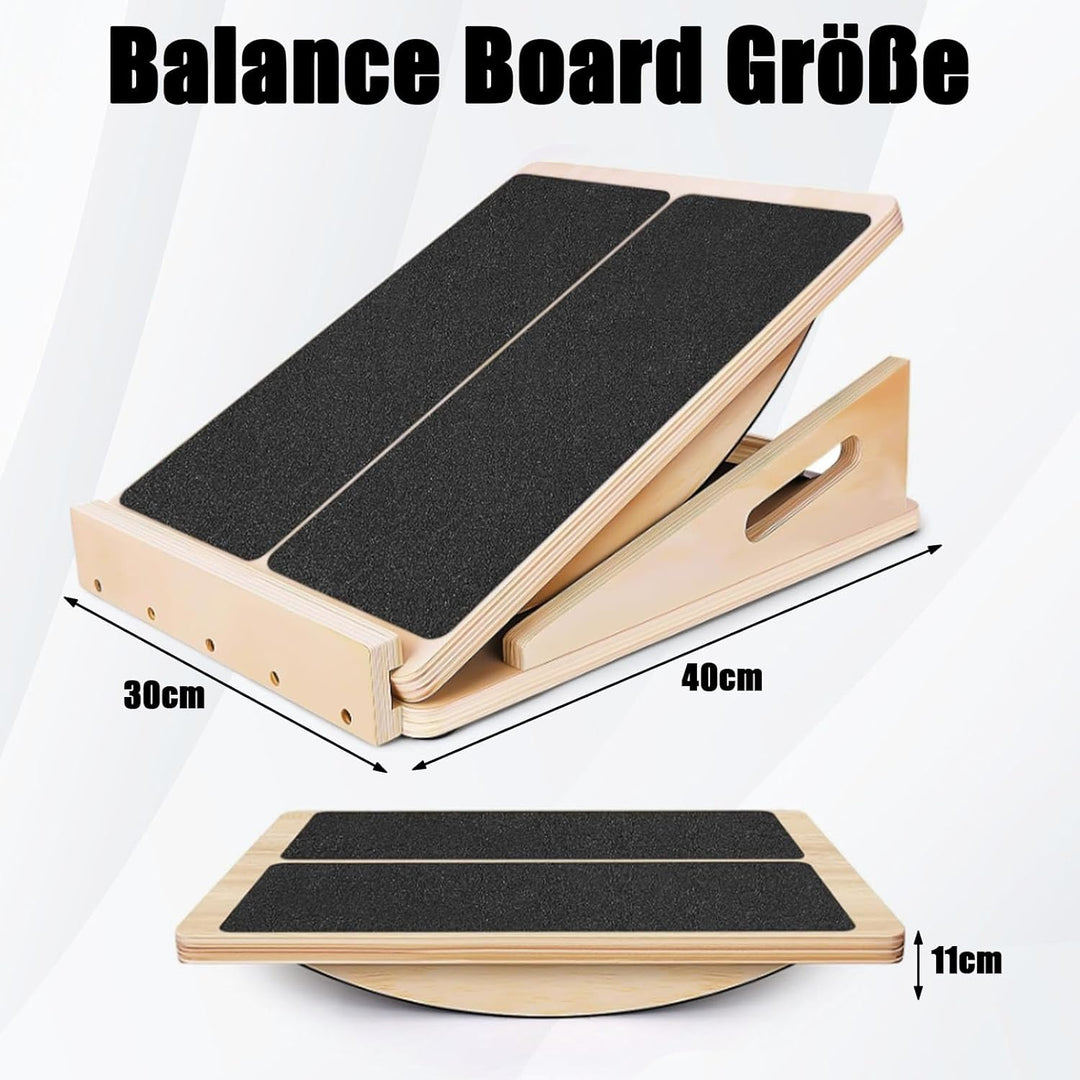 W&H 2 In 1 Schrägbrett und Balance Board Erwachsene, Verstellbares Neigungsbrett und Wadendehner, Sl