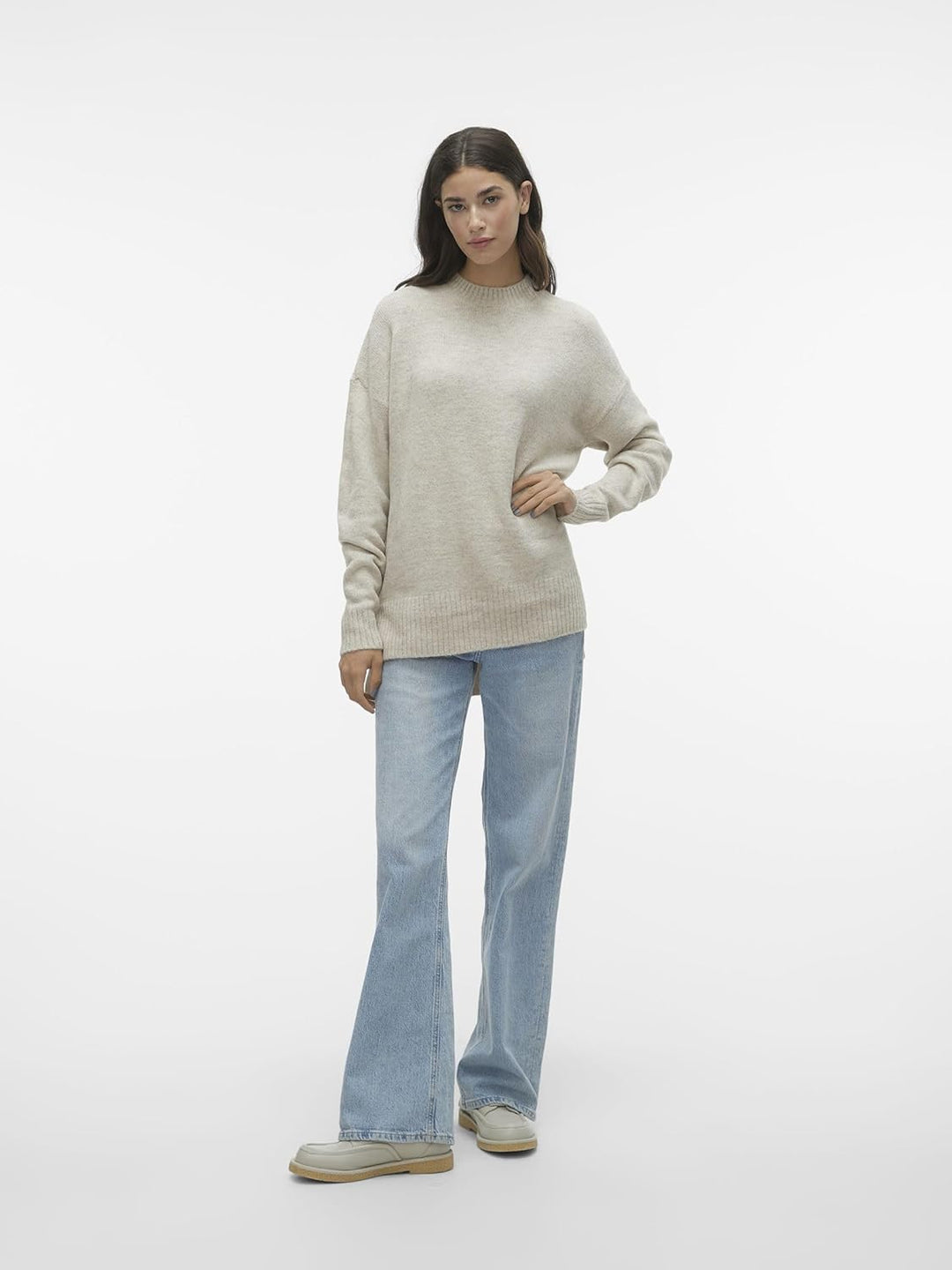 VERO MODA Damen Vmlefile Oversize Boxy Blou Ga Noos TLL Pullover L Tall Birch, L Tall Birch