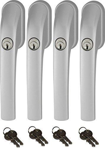 Abus FG300 abschliessbarer Fenstergriff, Silber, im Set 4 Stück alle gleichschliessend mit insgesamt