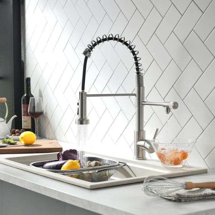 TIMACO 3 Wege Wasserhahn Küche Mit Ausziehbare Brause,Küchenarmatur-360° Drehbar,mit 3 in 1 Wasserha