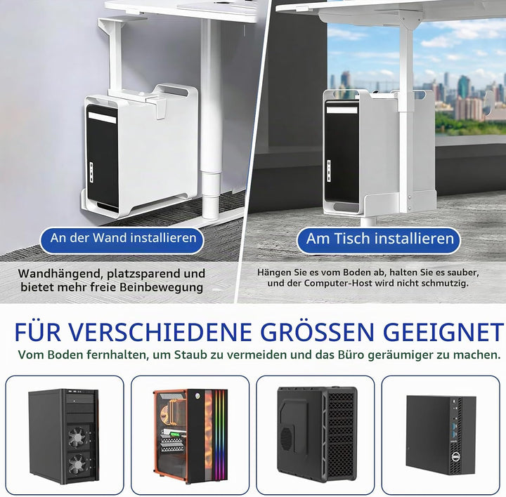 PC Halterung unter Schreibtisch, höhenverstellbar &amp; universell, platzsparende Aufhängung bis 30 kg T