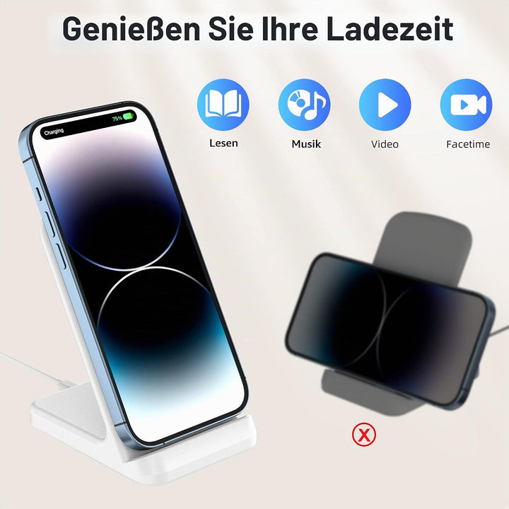 Wireless Charger, Zestiq 15W Induktive Ladestation Handy Ständer, Schnelles Kabelloses Ladegerät für