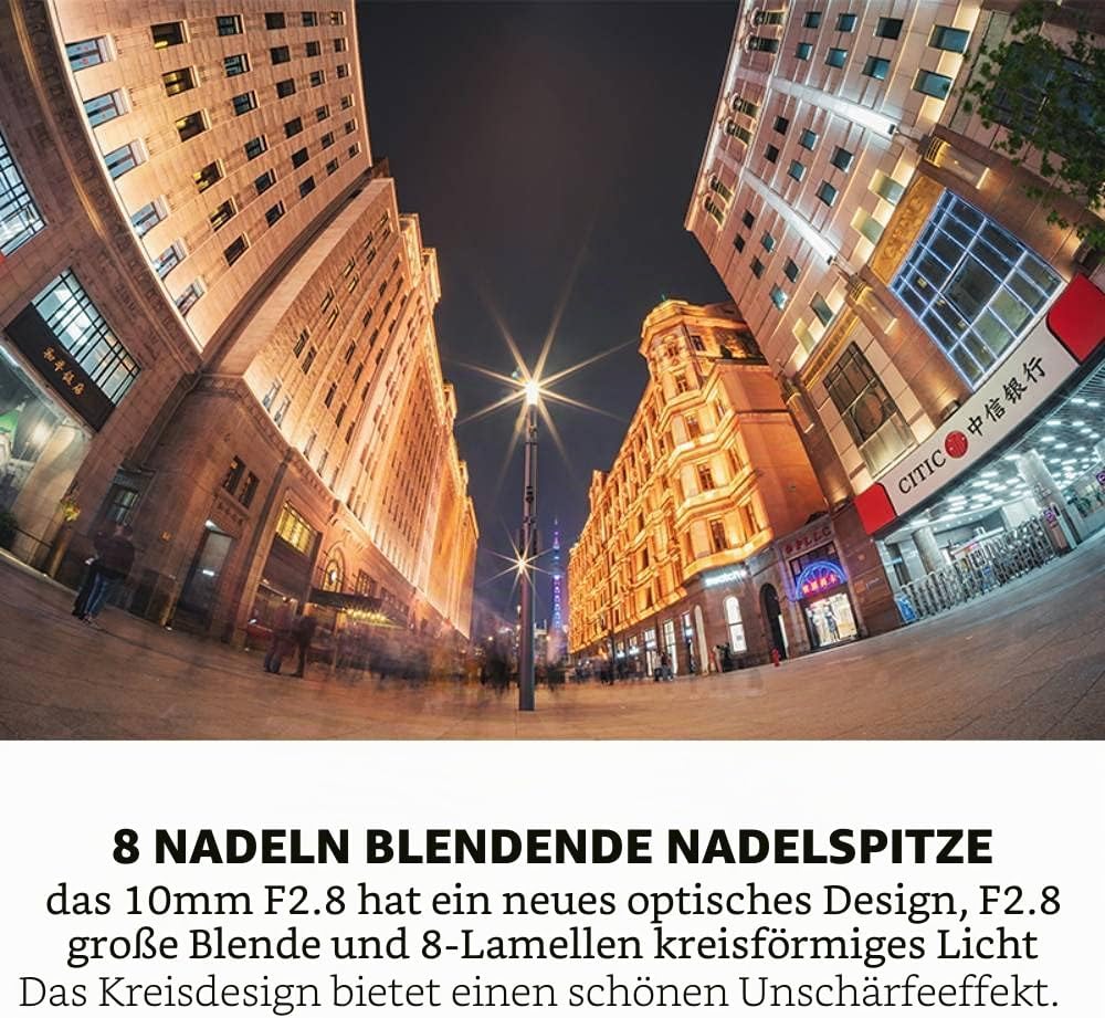 7artisans 178° Vollformat F2.8 Vollformat 10 mm Ultra-Weitwinkel-Fischaugenobjektiv manueller Fokus