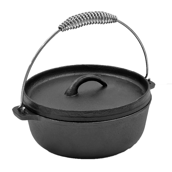 matrasa Dutch Oven - Grilltopf mit Deckel - Feuertopf Schmortopf Camping Topf Gusseisen 1,5 L 20x11c