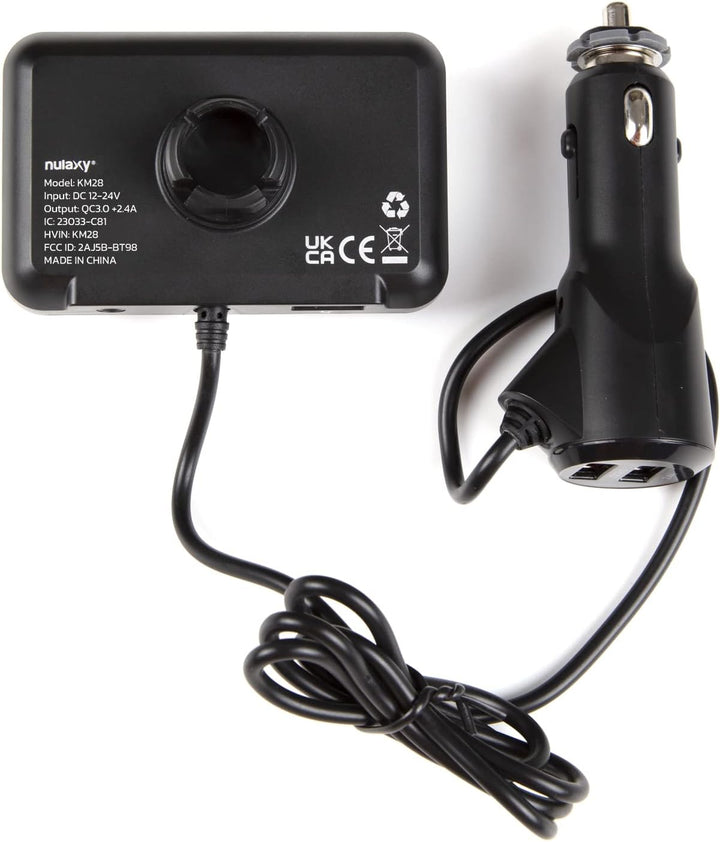 Nulaxy Bluetooth Adapter Auto FM Transmitter Bluetooth V5.0 Grosser Bildschirm Unterstützung für Han