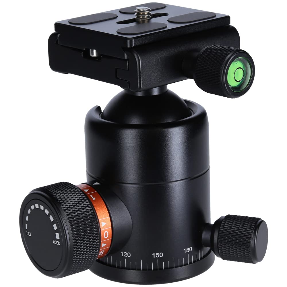 Rollei Stativ Kugelkopf für C6i Stativ, professioneller 360 Grad Stativkopf mit Friktion, 12 KG Trag