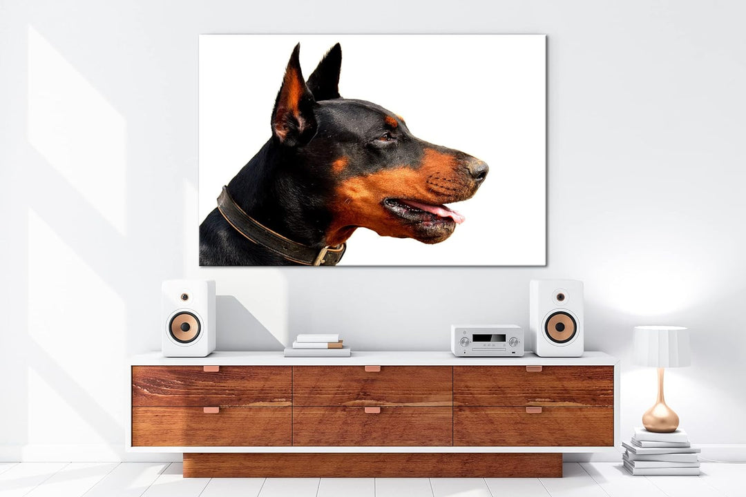 deyoli Portrait eines Dobermannes Format: 100x70 als Leinwand, Motiv fertig gerahmt auf Echtholzrahm