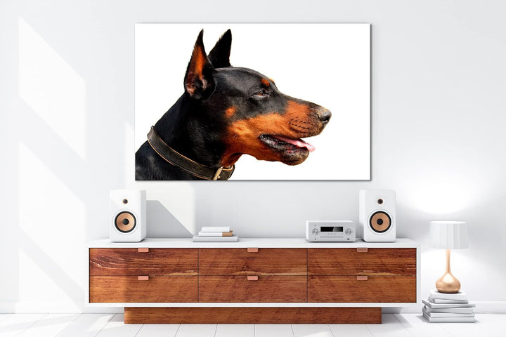 deyoli Portrait eines Dobermannes Format: 100x70 als Leinwand, Motiv fertig gerahmt auf Echtholzrahm