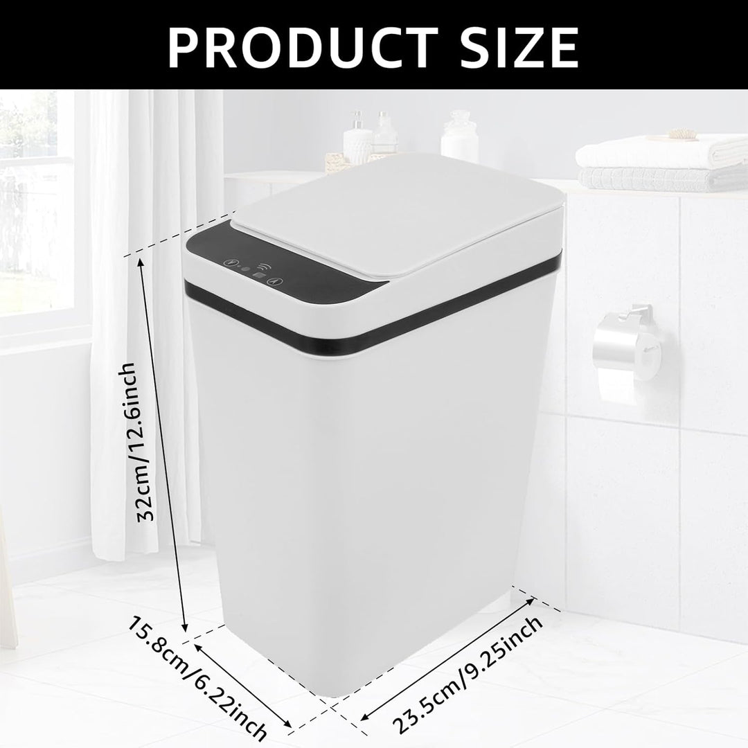 Sensor Mülleimer 12L Kleiner Sensor Badezimmer-Mülleimer mit Deckel Berührungsloser Mülleimer Geeign