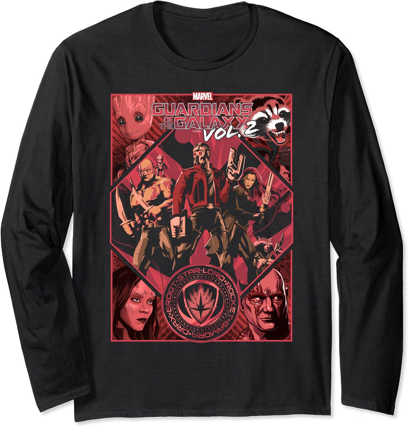 Marvel Guardians Of The Galaxy Vol. 2 Red Hue Poster Langarmshirt