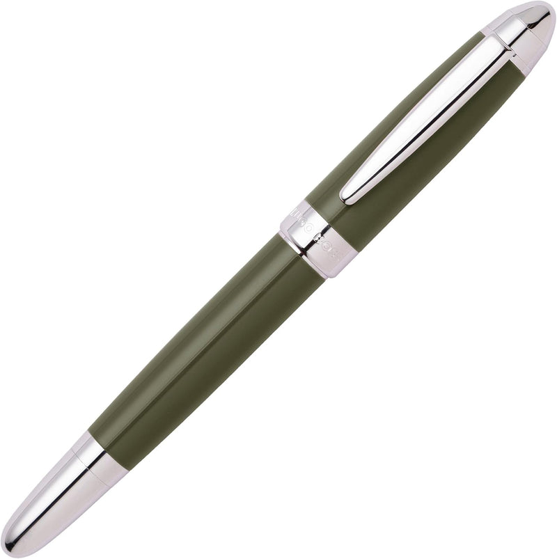 Hugo Boss Icon Tintenroller aus Messing in der Farbe Khaki-Gun, Länge: 13,6cm, Tintenfarbe: Schwarz,