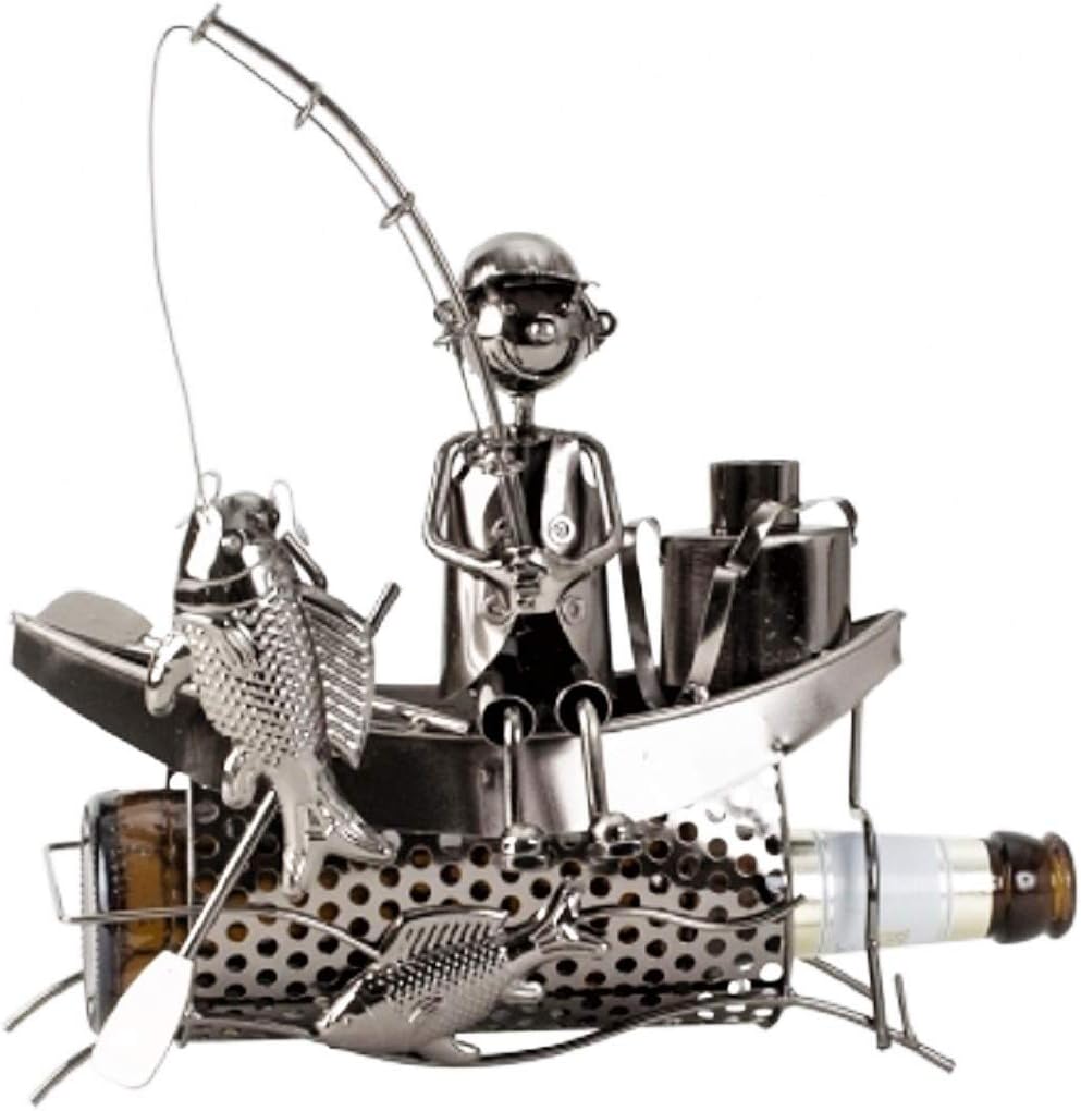 Bier Flaschenhalter Metall Fischer im Boot