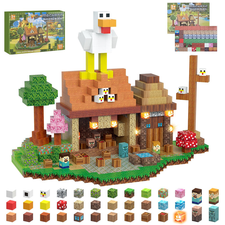 TUKIIE Magnetische Bausteine 120 Stück 1" Light Up Magnetic Building Blocks Magnetblöcke Magnetbaust