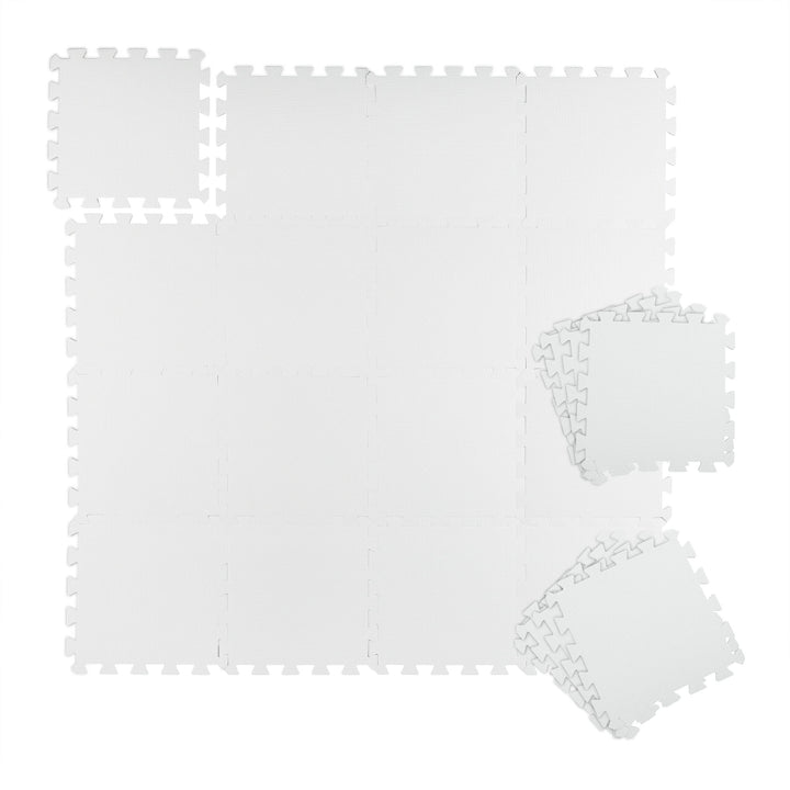 Relaxdays Bodenmatte, 48 Schutzmatten für Sport- & Fitnessgeräte, eingefasst, BxT je Fliese 30x30cm,