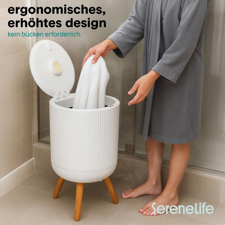 SereneLife Handtuchwärmer – 46,7 cm freistehender Wärmebehälter mit Beinen, 12L Kapazität, Timer, Ar