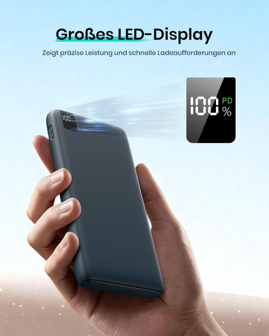 A ADDTOP Power Bank 20000mAh – Powerbank mit 22,5 W Schnellladefunktion, 4 Ausgängen und LED-Anzeige