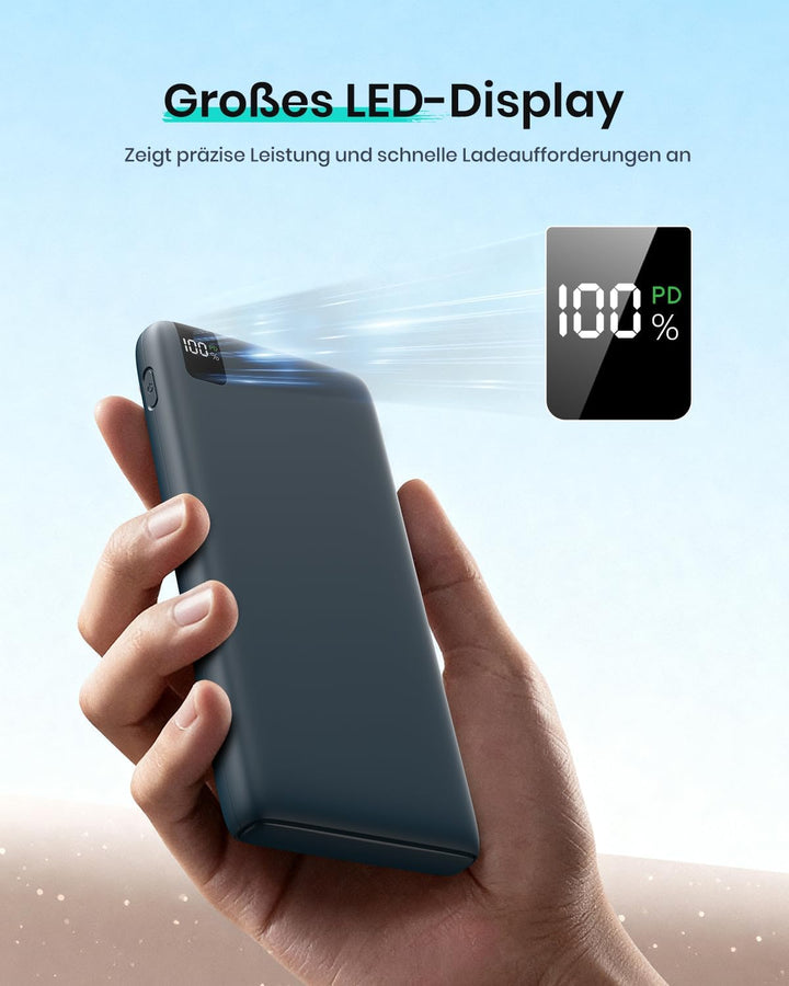 A ADDTOP Power Bank 20000mAh – Powerbank mit 22,5 W Schnellladefunktion, 4 Ausgängen und LED-Anzeige