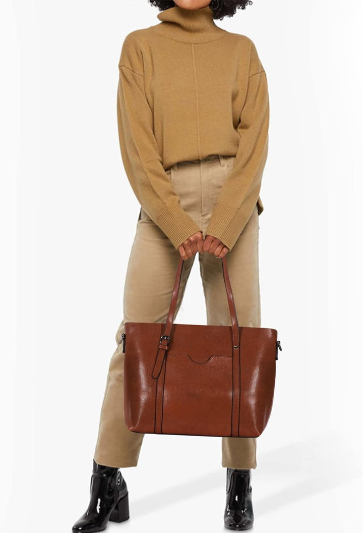 HAWEE Damen Crossbody Handtasche Grosse Shopper Umhängetasche Kunstleder Tote Schultertasche Mode He