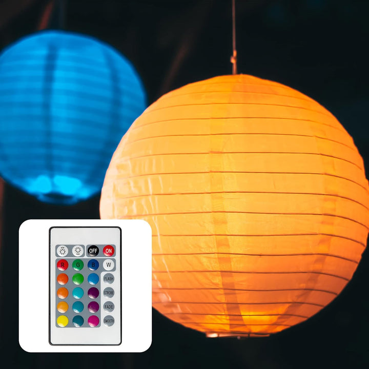 Hellum LED Lampion aussen mit Fernbedienung, weisse Lampions mit bunt LED, 3x30cm wetterfest Lampens