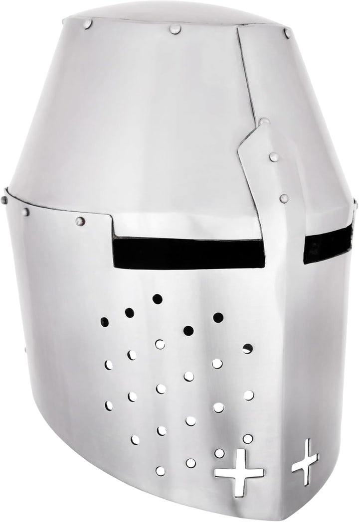 Battle-Merchant Grosser Helm Pembridge, um ca. 1370, 1,2mm Stahl - schaukampftauglich - Topfhelm - T