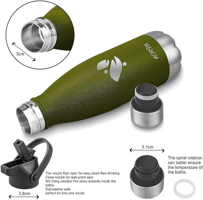 AORIN Vakuum-Isolierte Trinkflasche - 350ml/500ml/750ml - Wasserflasche BPA-Frei,24 H Kühlen & 12 H