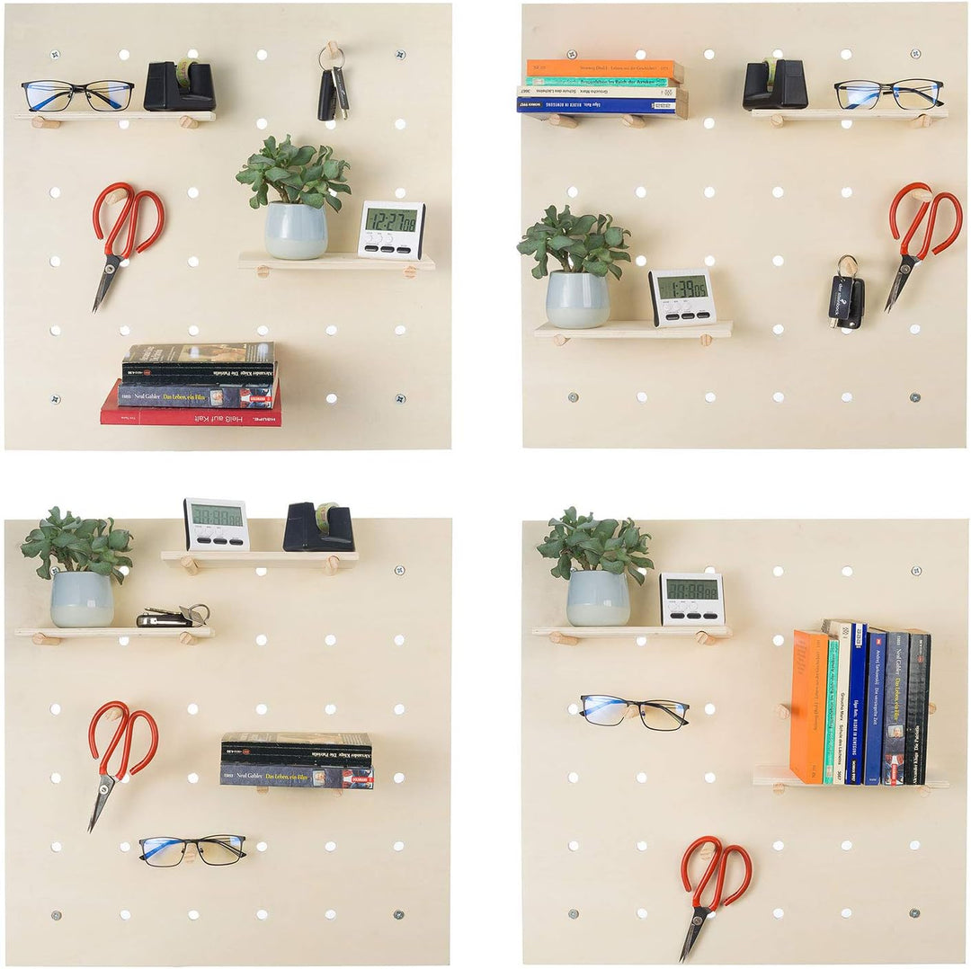 Pegboard Wandregal aus Holz Kreatives Stecktafel Ordnungssystem inkl. Zubehör Werkzeugwand 58 x 58 c