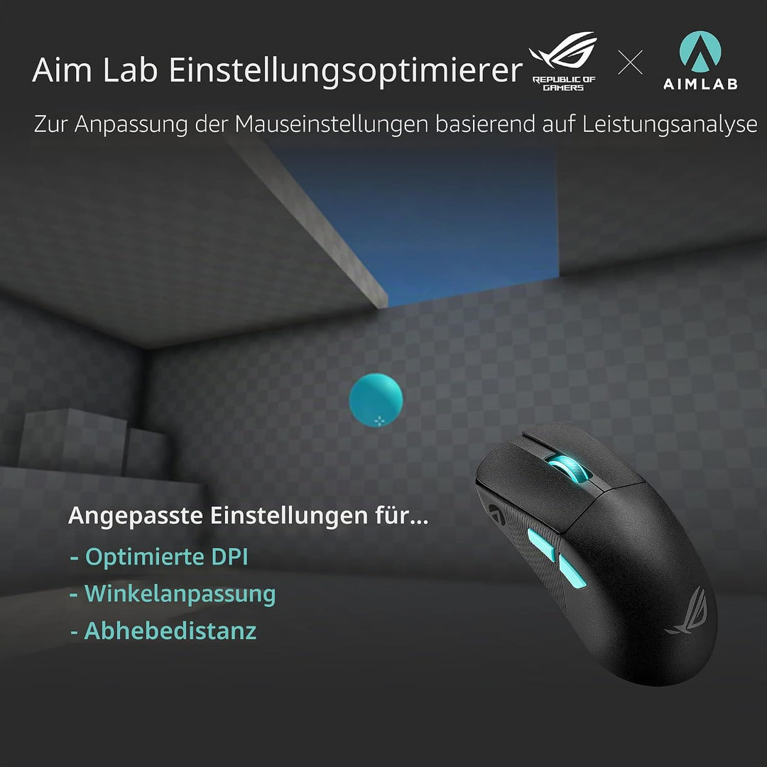 ASUS ROG Harpe Ace Aim Lab Edition RGB Gaming Maus (wireless, 2,4 GHz RF, Bluetooth, USB, optischer
