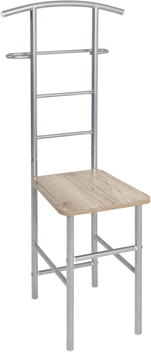 Haku-Möbel 81950 Herrendienerstuhl, Metall, alu Eiche san remo, 46 x 46 x 109
