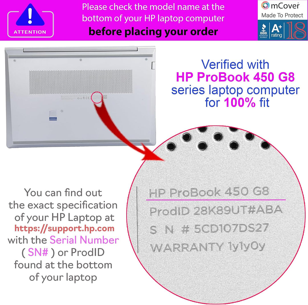 mCover Hartschalenhülle kompatibel mit 2021 15 Zoll HP ProBook 450/455 G8/G9 Und HP EliteBook 650 G8