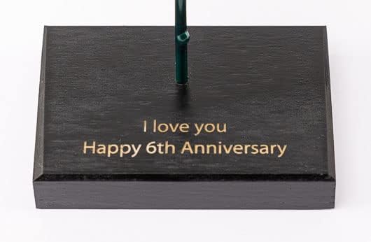 Forging Art Bcn® Ewige schmiedeeiserne Rose mit Holzsockel mit personalisierter Gravur - Handgeschmi