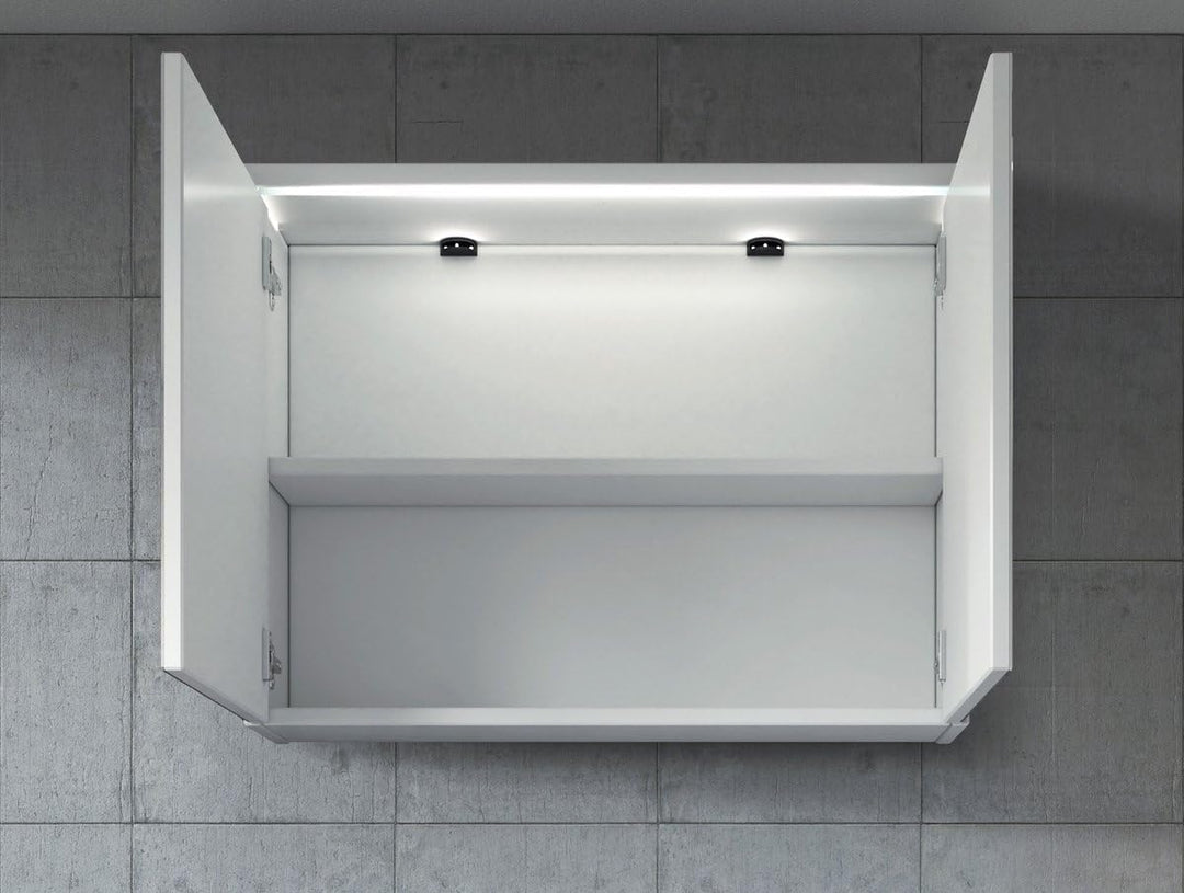 Badplaats B.V. Spiegelschrank Paso 80cm Weiss - Schrank Spiegelschrank Spiegel Badezimmer Badmöbel S
