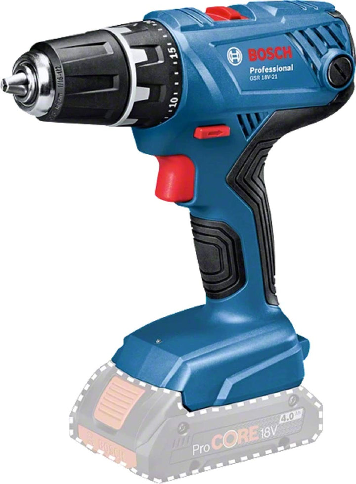 Bosch Professional 18V System Akku Bohrschrauber GSR 18V-21 (max. Drehmoment: 55 Nm, ohne Akku/ Lade