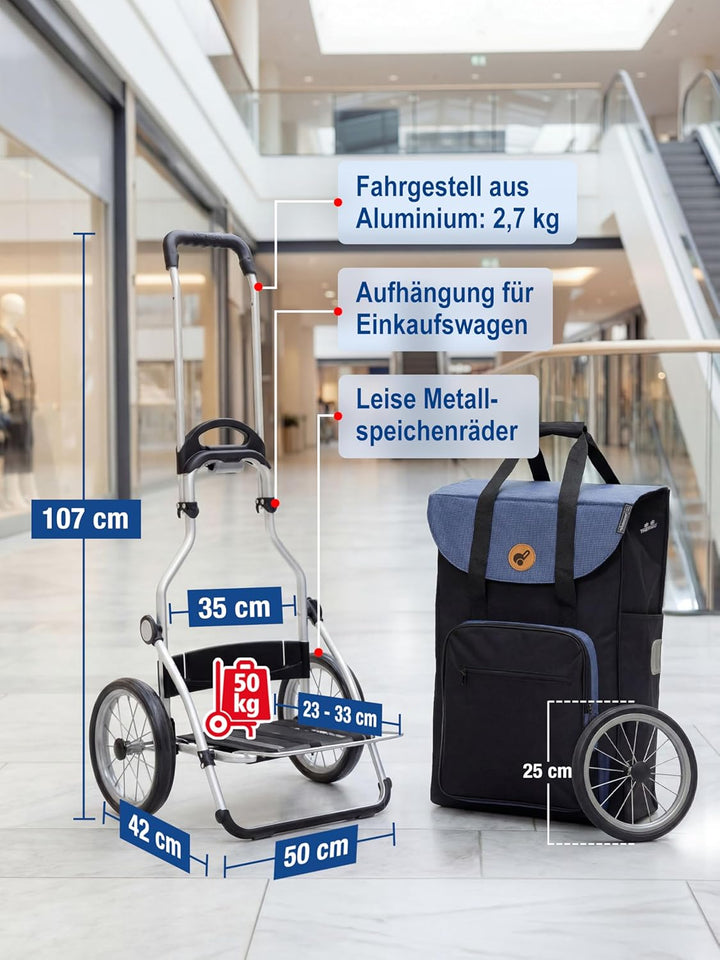 Andersen Einkaufstrolley Royal mit Metallspeichenrad 25 cm und 45 Liter Einkaufstasche Wismar schwar