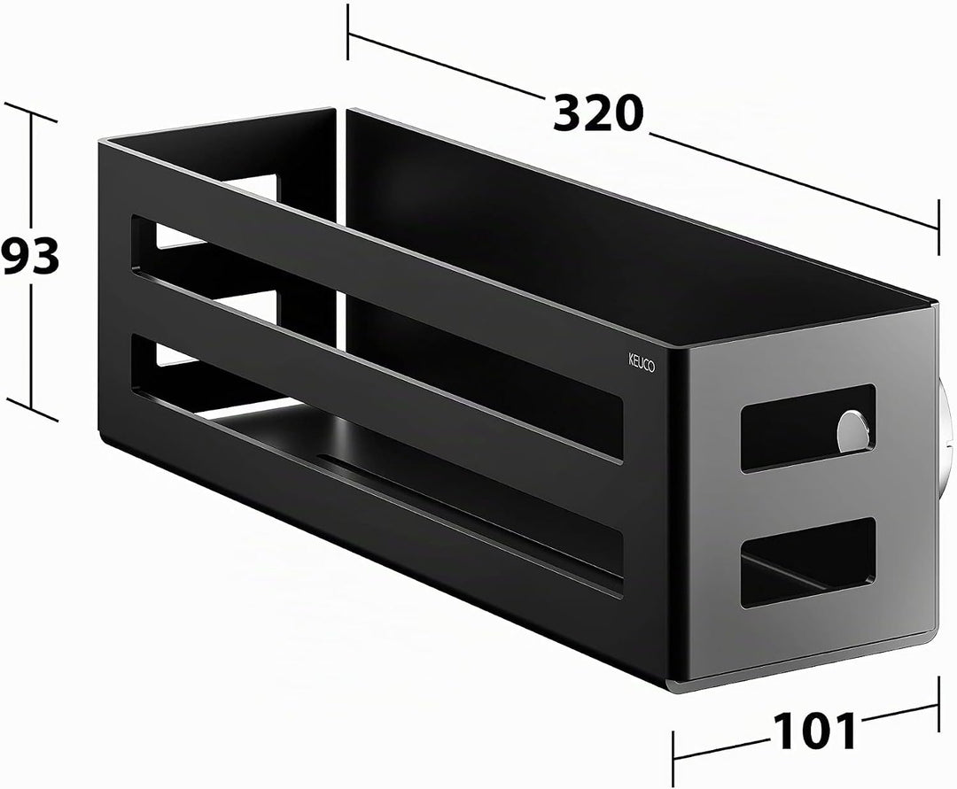 Keuco Duschkorb aus Aluminium, schwarz, mit abnehmbarem Korb, Ablaufschlitze, 32x9x12cm, Wandmontage