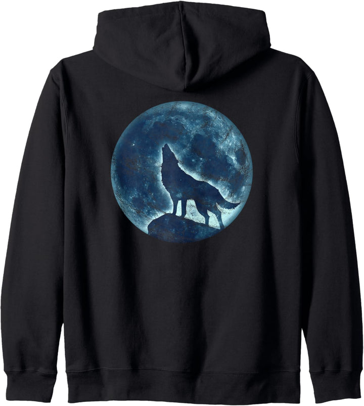 Heulender Wolf Vollmond Tier Mond Indianer Totem Natur Wild Kapuzenjacke