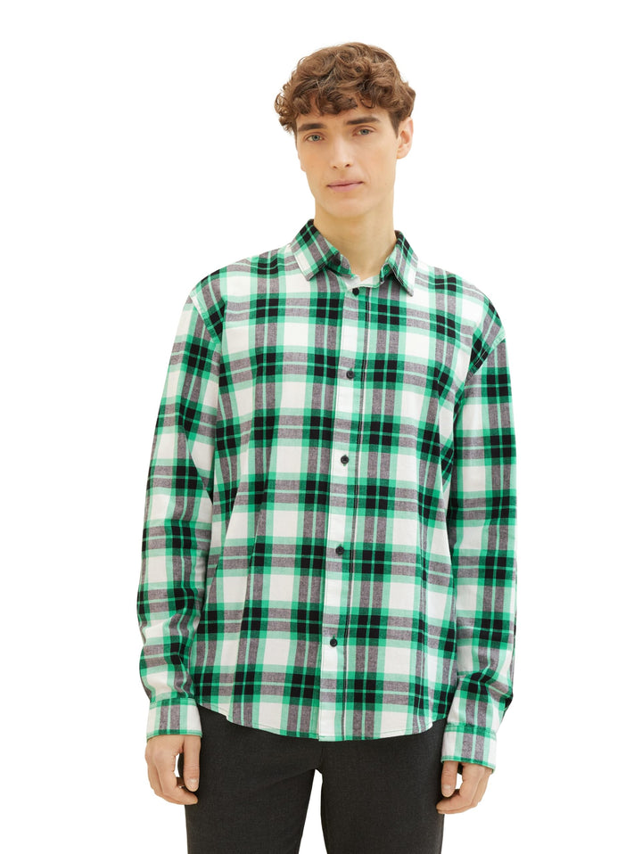 TOM TAILOR Denim Herren Hemd M 33924 - Flash Green Colorful Check, M 33924 - Flash Green Colorful Ch