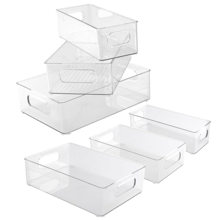 6 Stück Kühlschrank Organizer Box Set, 3 Grössen Kühlschrank Aufbewahrungsbox, Stapelbar Kühlschrank