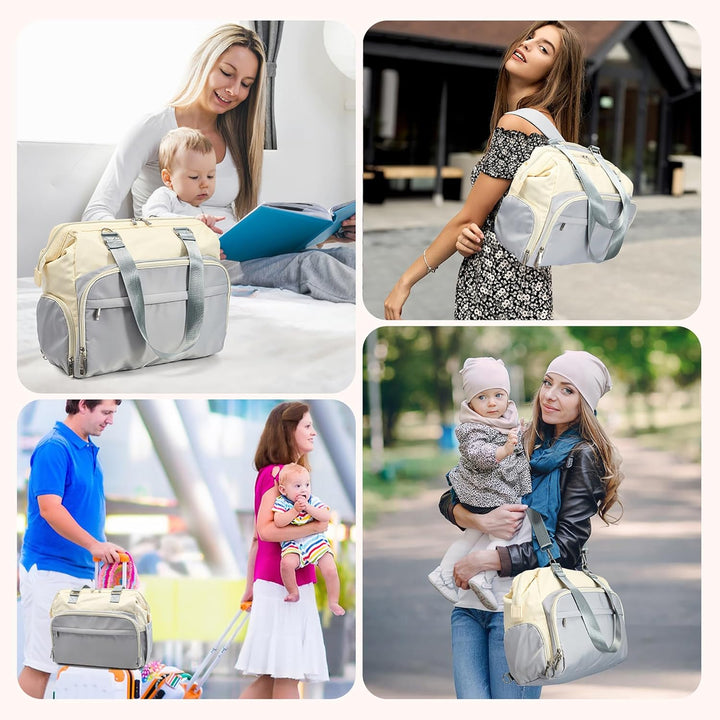 Baby Wickeltasche Rucksack Handtasche mit wasserdicher Wickelunterlage,Verstellbare Schultergurt mul