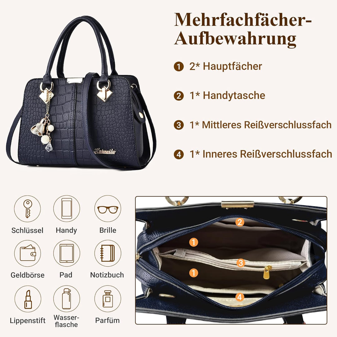 DIRRONA Damen Handtasche Umhängetasche Gross Kapazität Beiläufig Frauen Schultertasche PU Leder Eink