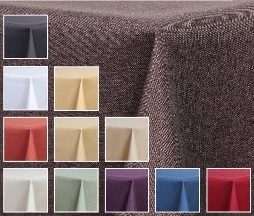 Textil Tischdecke - Leinen Optik - wasserabweisend Eckig 160x320 (Braun, ca. 160 x 320 cm) Braun ca.